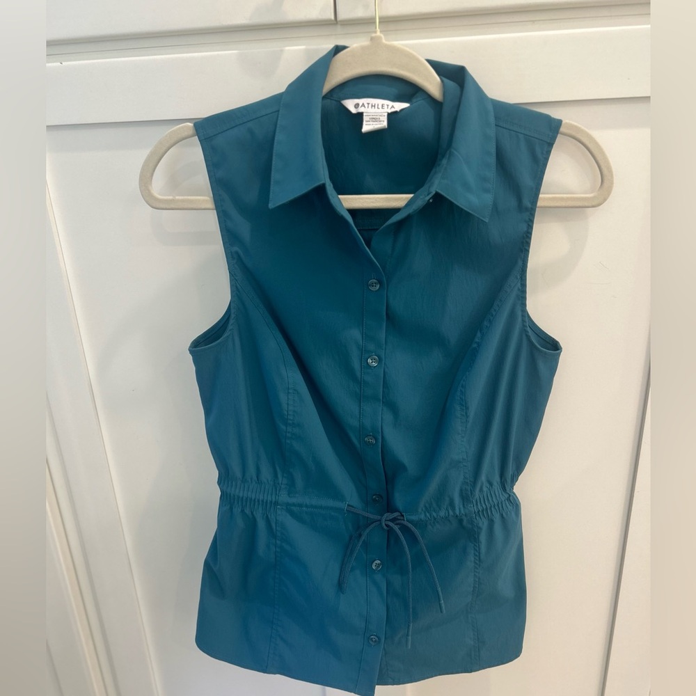 Athleta Teal Sleeveless Button-Up Tank